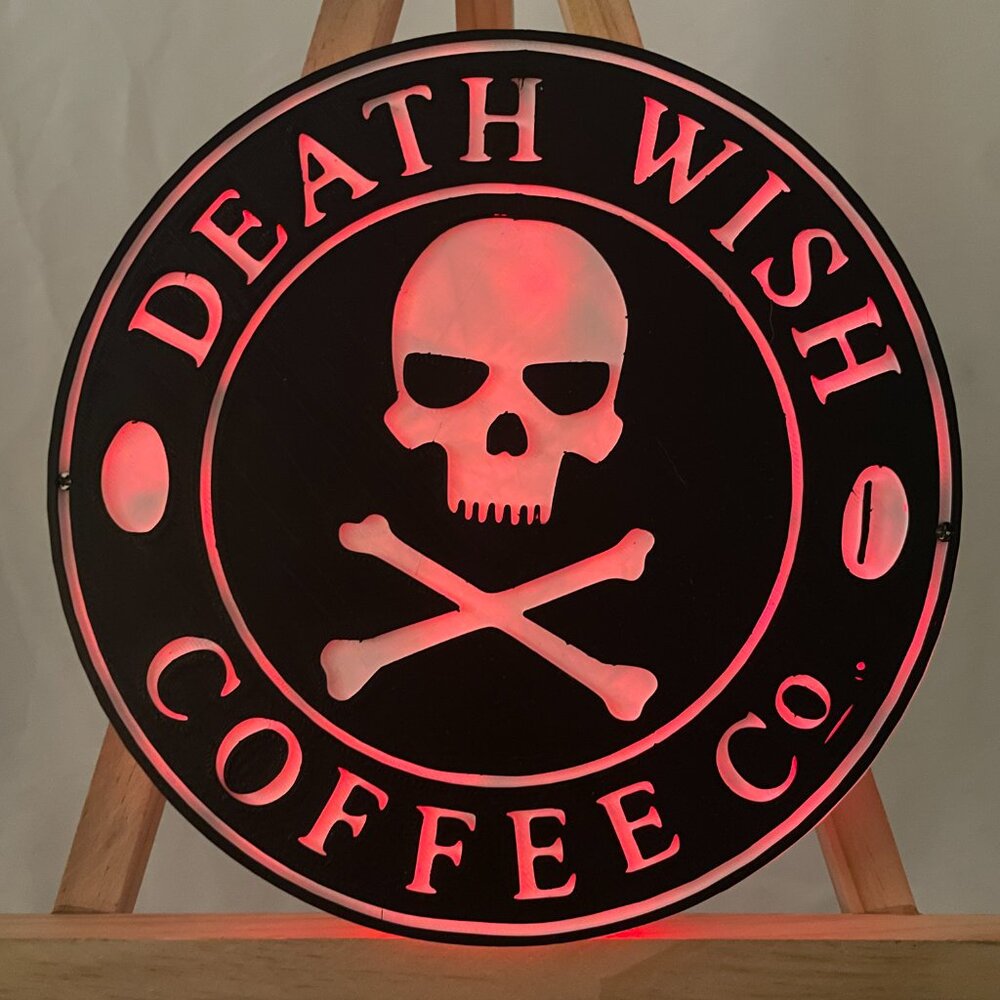 Death Wish Coffee 3D Printed wall Lamp with remote coffee lover edition - Picture 7 of 11
